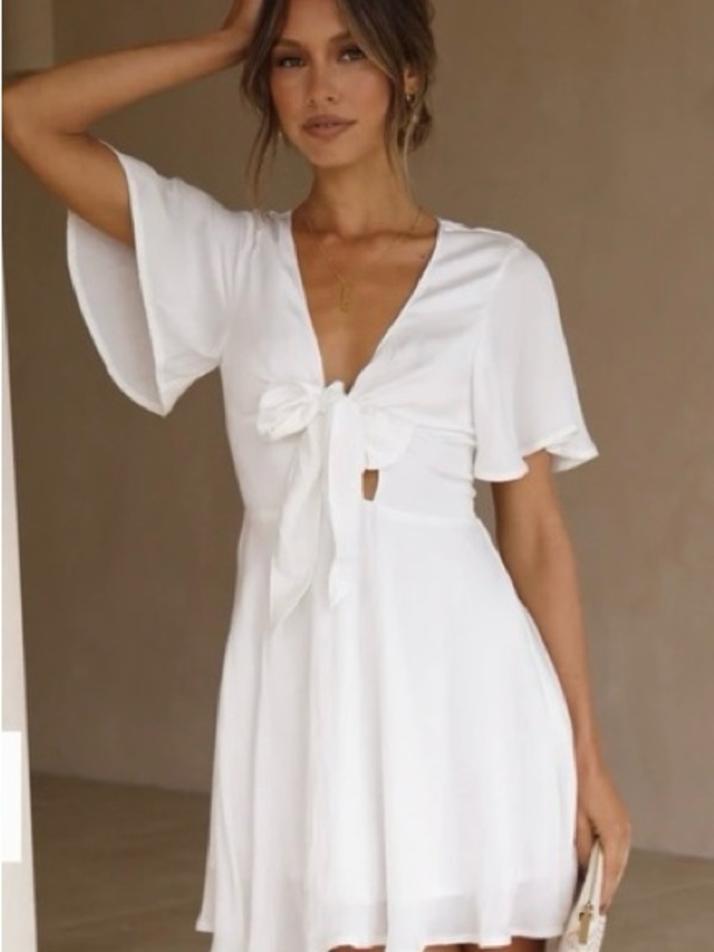 White Bebe Bow Dress